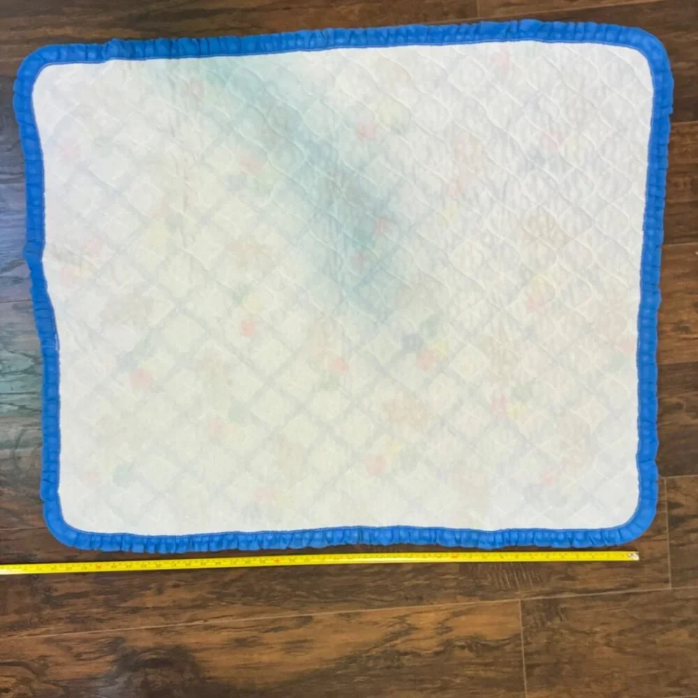 Baby Quilt WithTeddy Bears Colorful Balloons Hand-Stitched Blue Border 36